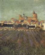 Vincent Van Gogh View of Saintes-Maries (nn04) Spain oil painting artist